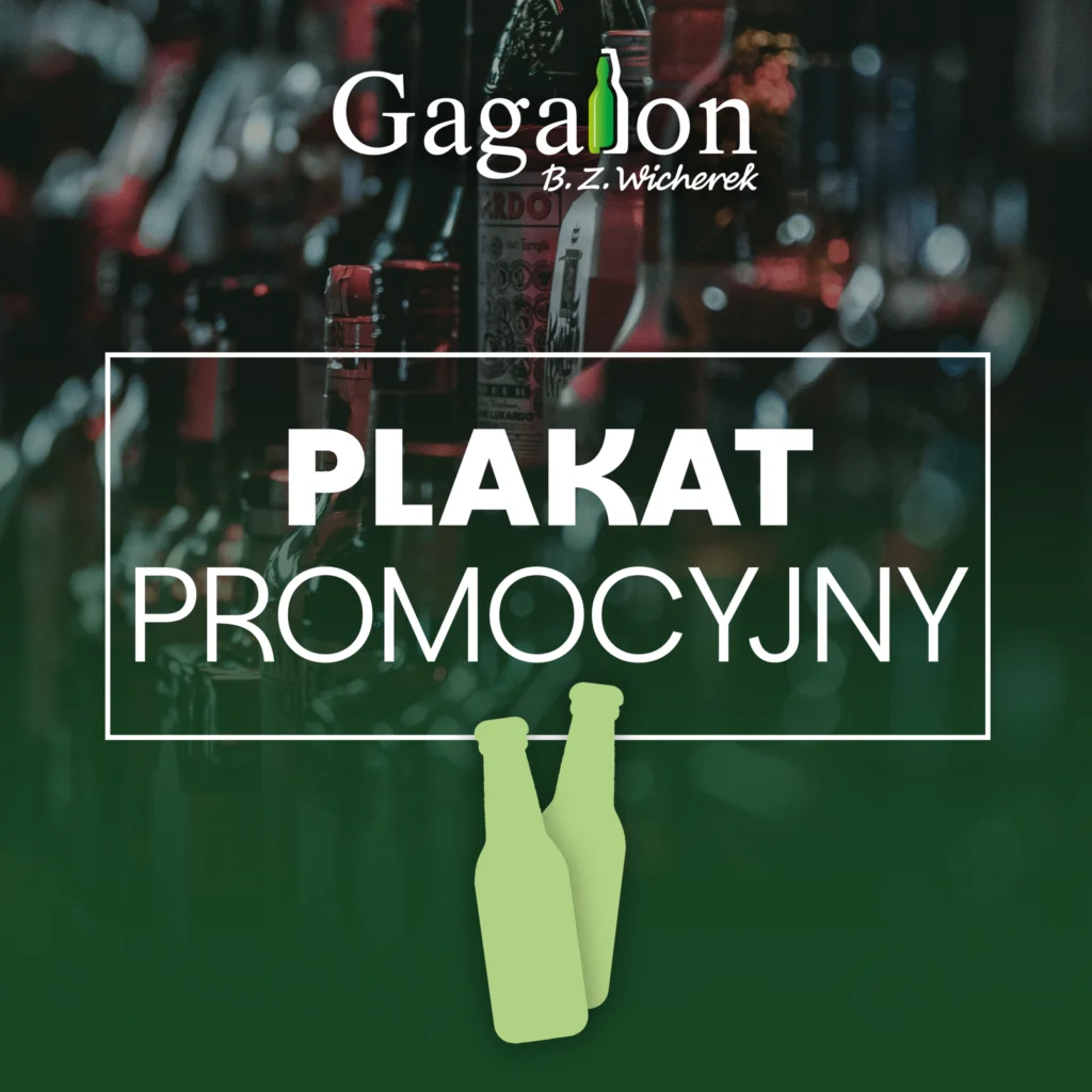Plakat promocyjny – okładka gazetki Gagalon z sylwetkami dwóch butelek na zielonym tle