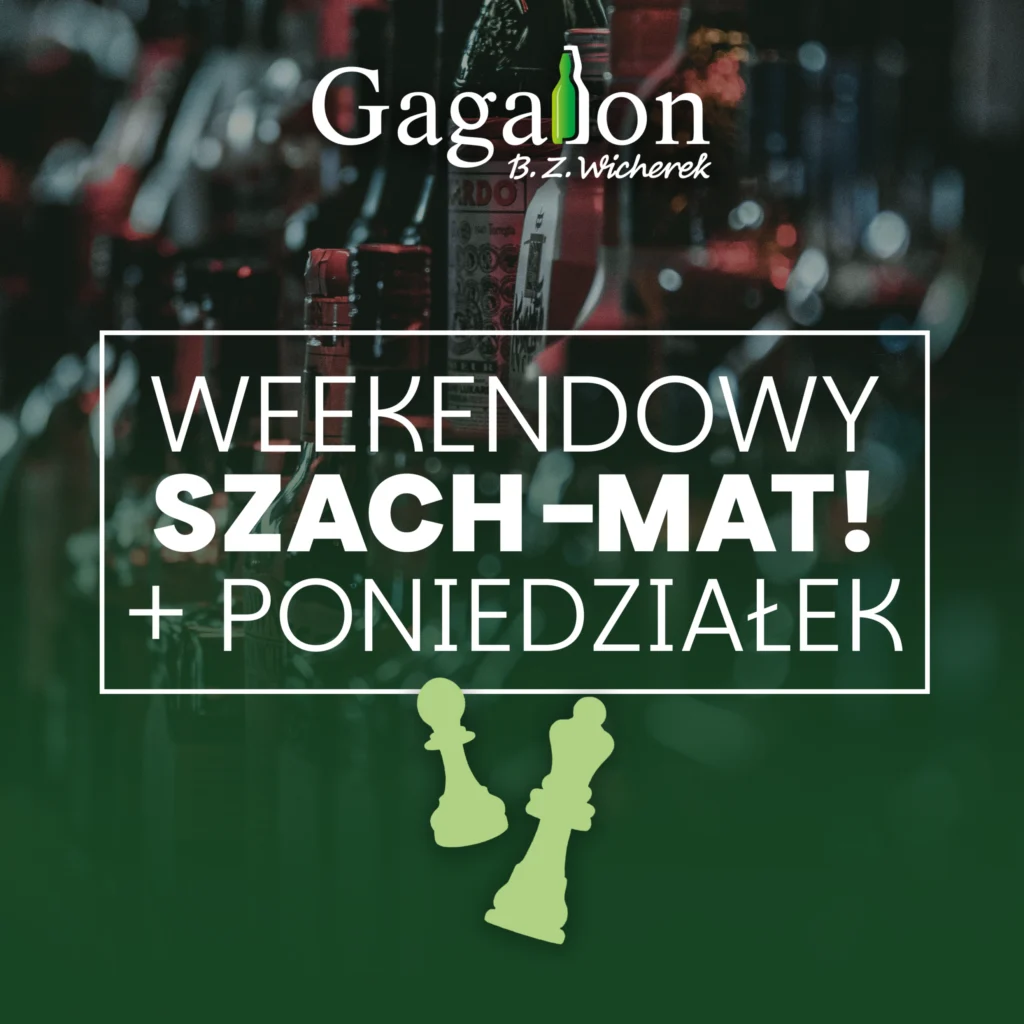 Weekendowy szach-mat + poniedziałek – okładka gazetki Gagalon z figurami szachowymi