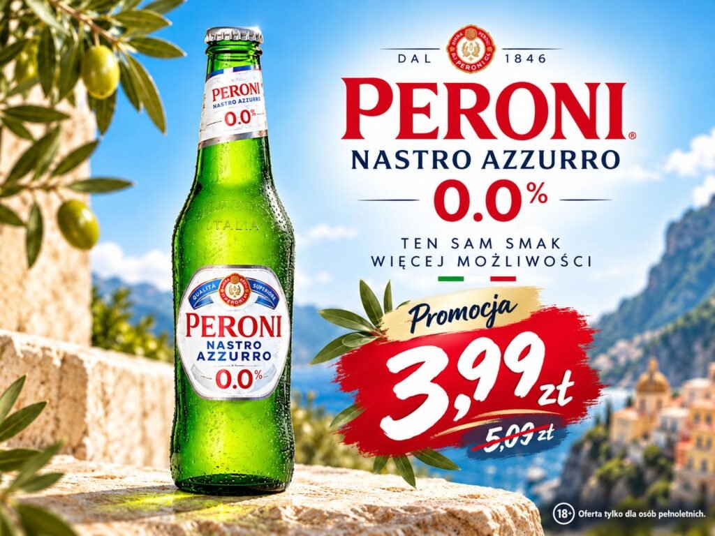 Peroni Nastro Azzurro 0.0% w promocji za 3,99 zł